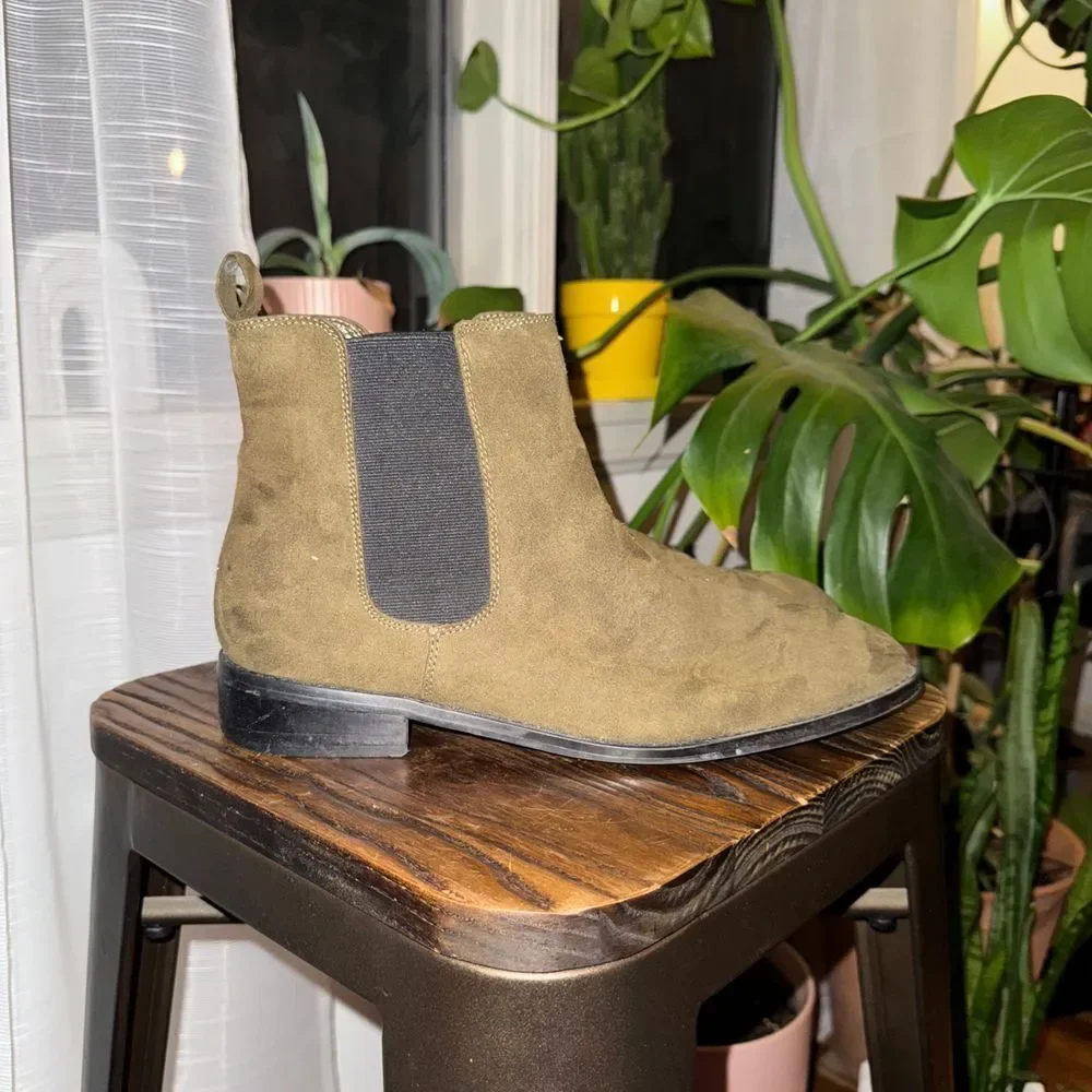 Chelsea Boots Olive Desert Boots Elastic Side Panels‎ Casual Ankle Boots size 10